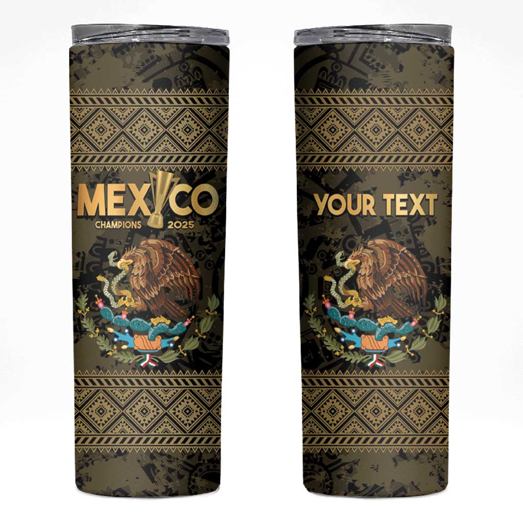 Custom Mexico Football Skinny Tumbler 2025 El Tri Champions Gold Color - Wonder Print Shop