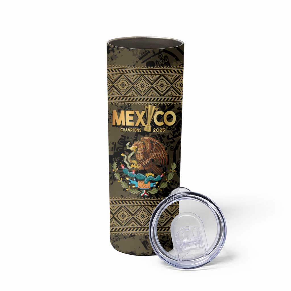 Custom Mexico Football Skinny Tumbler 2025 El Tri Champions Gold Color - Wonder Print Shop