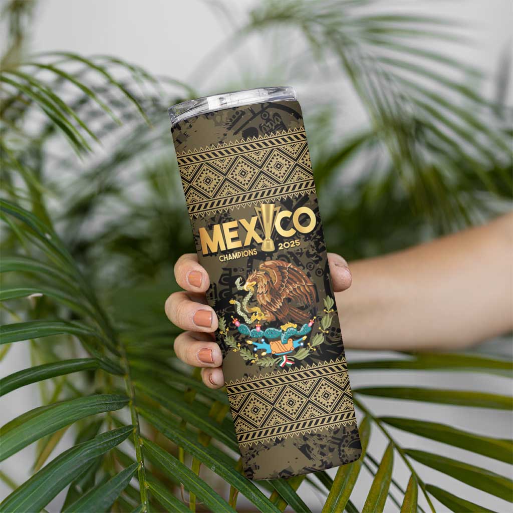 Custom Mexico Football Skinny Tumbler 2025 El Tri Champions Gold Color - Wonder Print Shop