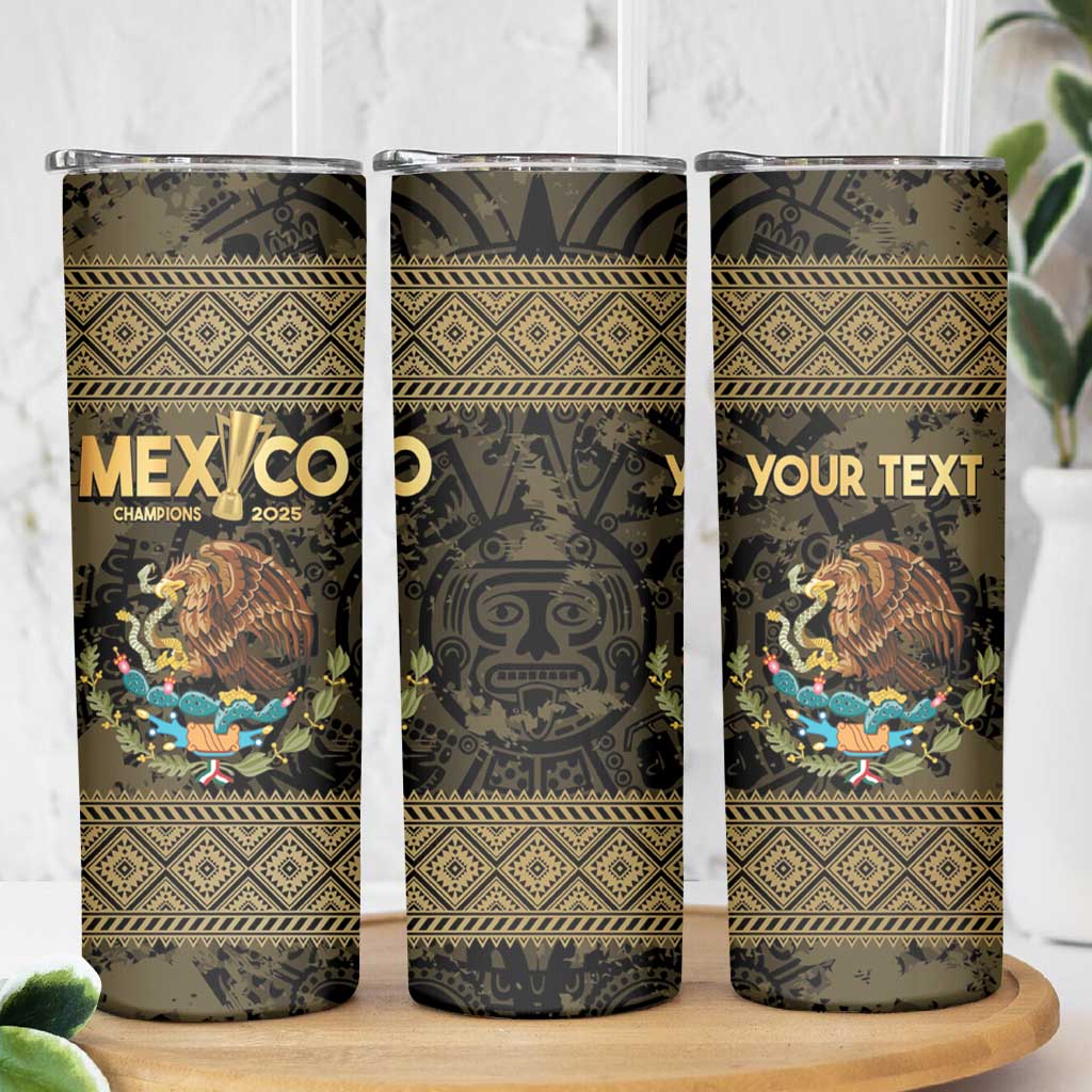 Custom Mexico Football Skinny Tumbler 2025 El Tri Champions Gold Color - Wonder Print Shop