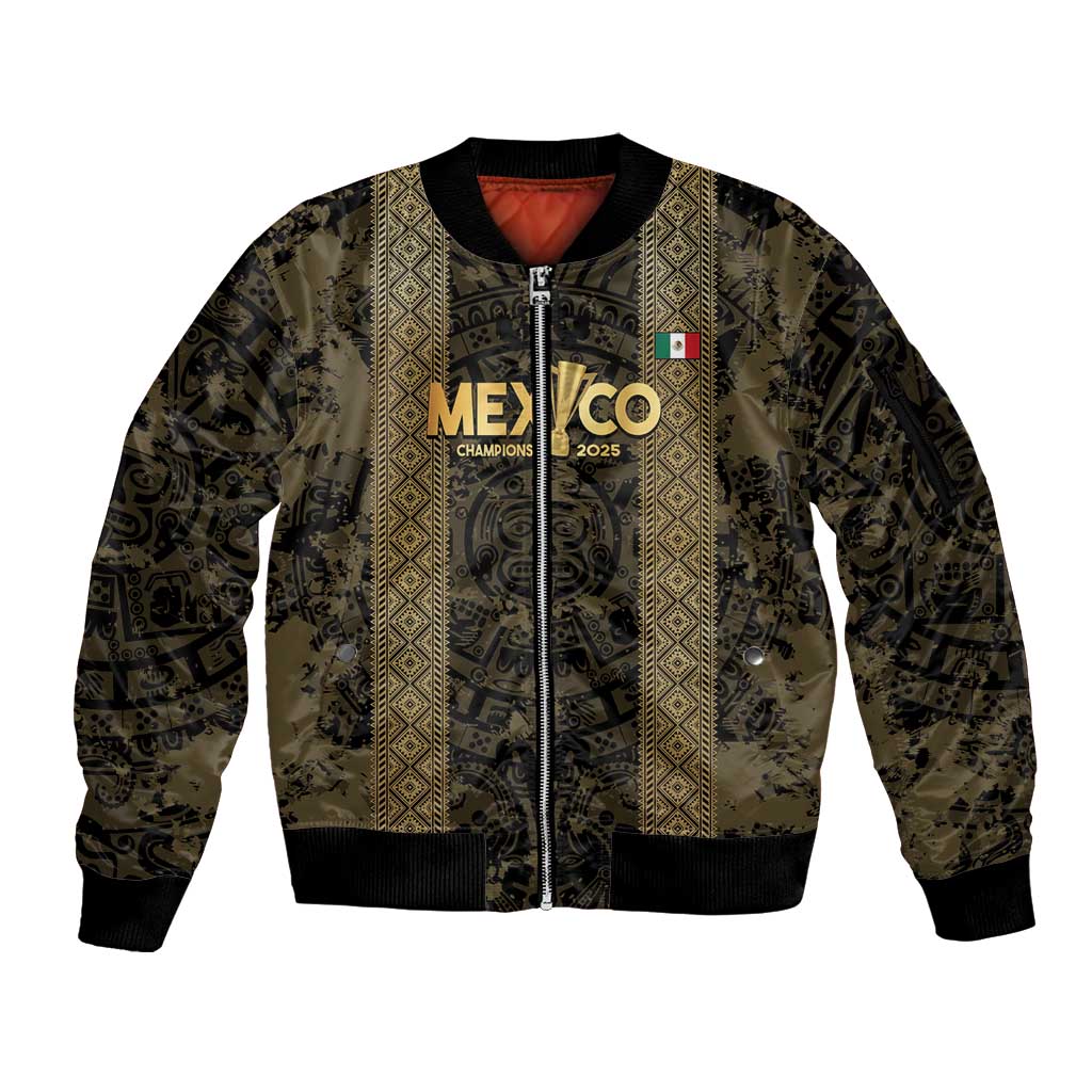 Custom Mexico Football Sleeve Zip Bomber Jacket 2025 El Tri Champions Gold Color - Wonder Print Shop