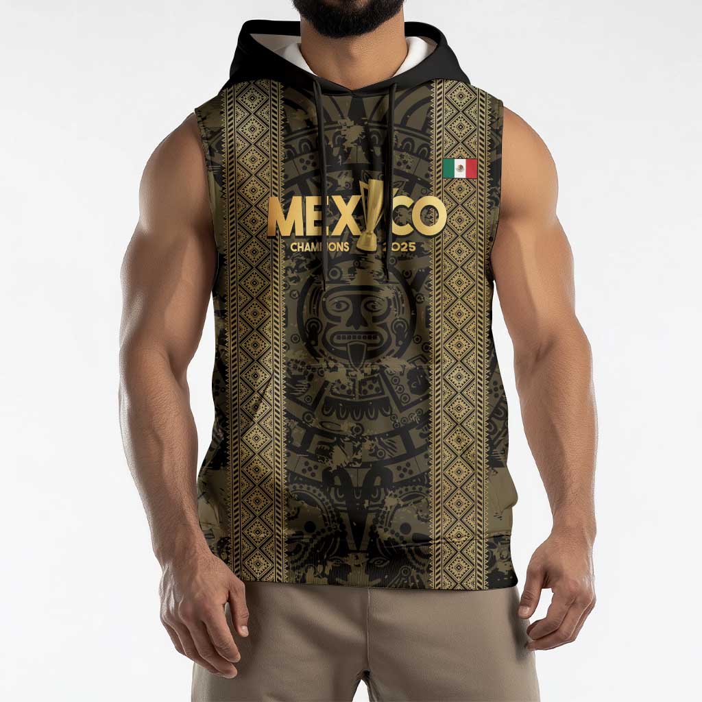 Custom Mexico Football Sleeveless Hoodie 2025 El Tri Champions Gold Color - Wonder Print Shop
