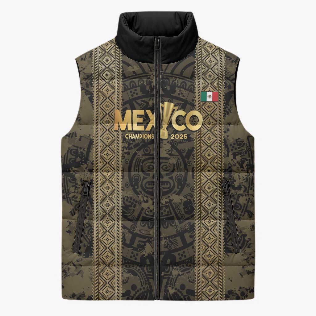 Custom Mexico Football Sleeveless Puffer Jacket 2025 El Tri Champions Gold Color - Wonder Print Shop
