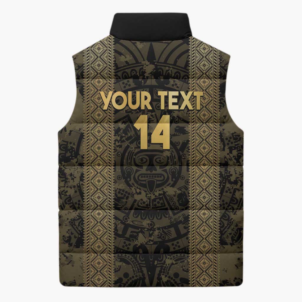 Custom Mexico Football Sleeveless Puffer Jacket 2025 El Tri Champions Gold Color - Wonder Print Shop