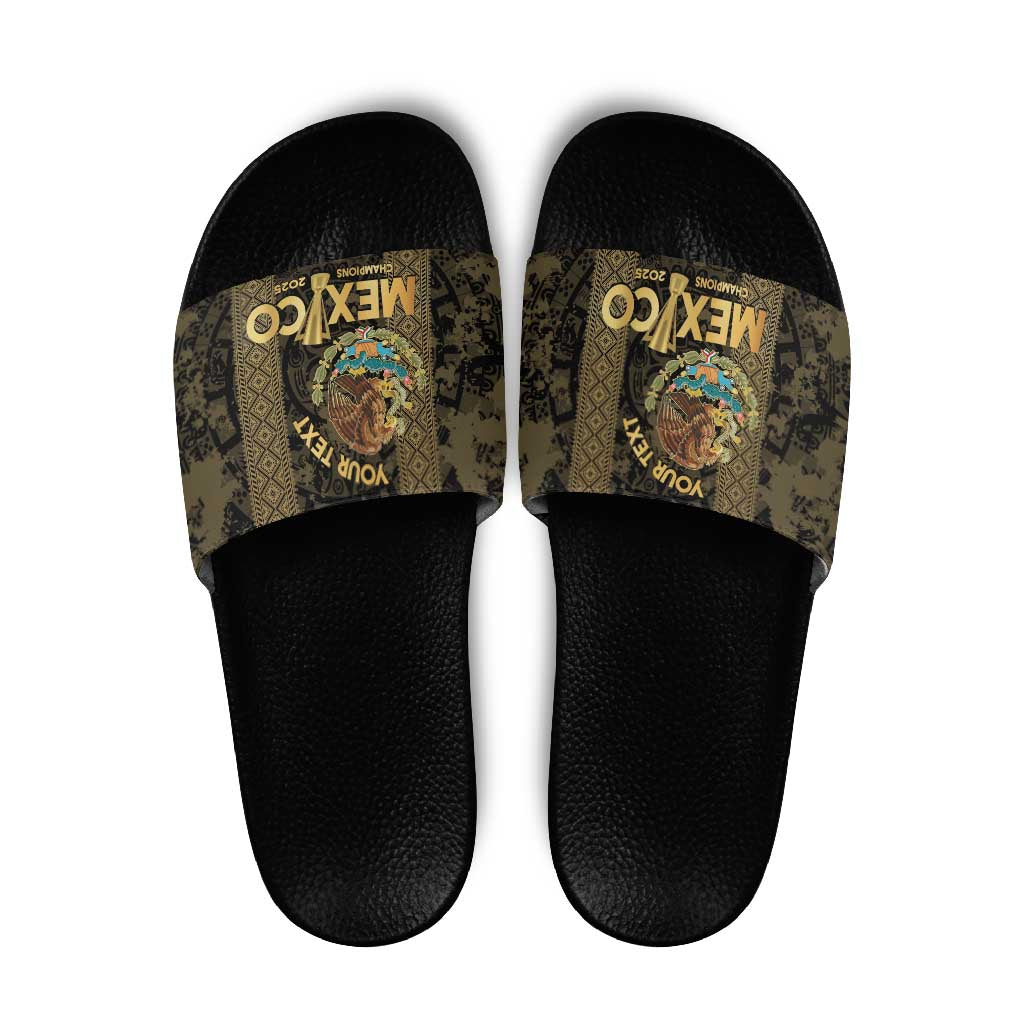 Custom Mexico Football Slide Sandals 2025 El Tri Champions Gold Color - Wonder Print Shop