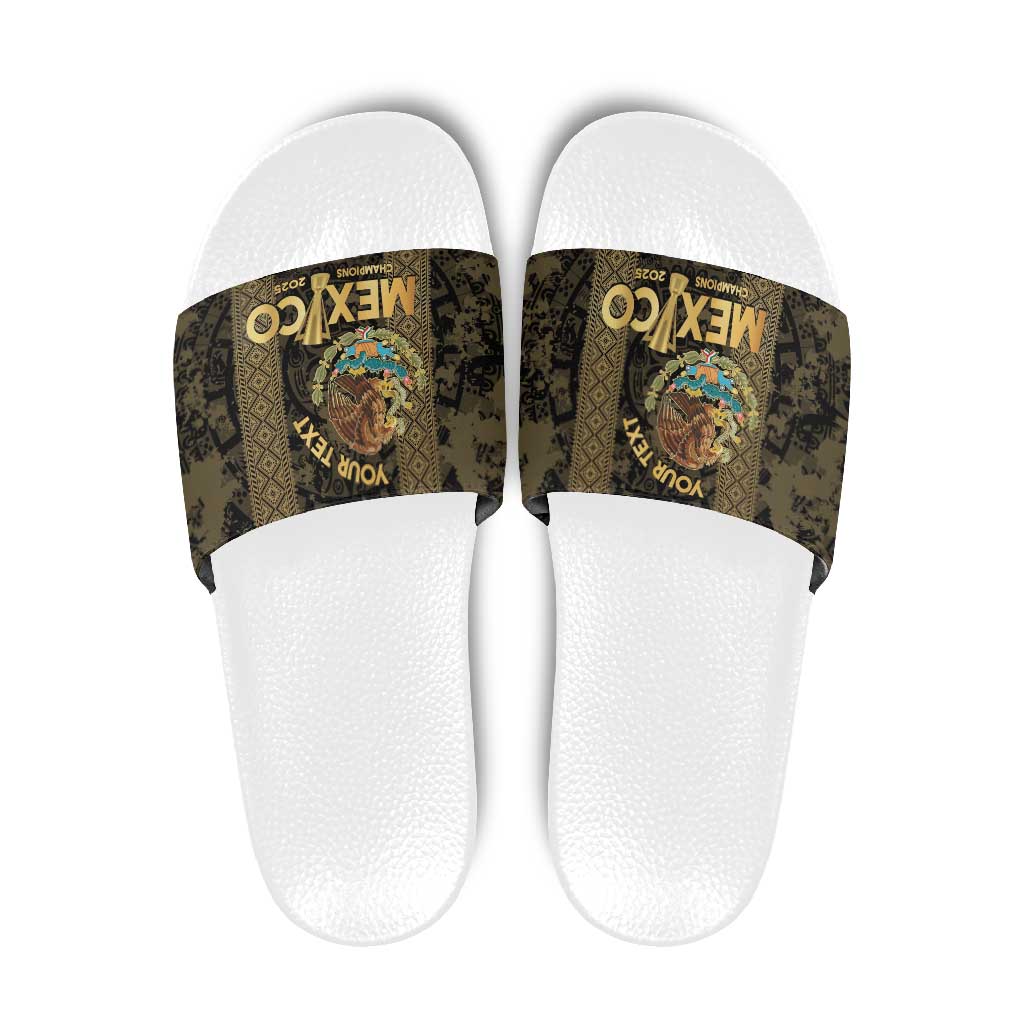 Custom Mexico Football Slide Sandals 2025 El Tri Champions Gold Color - Wonder Print Shop