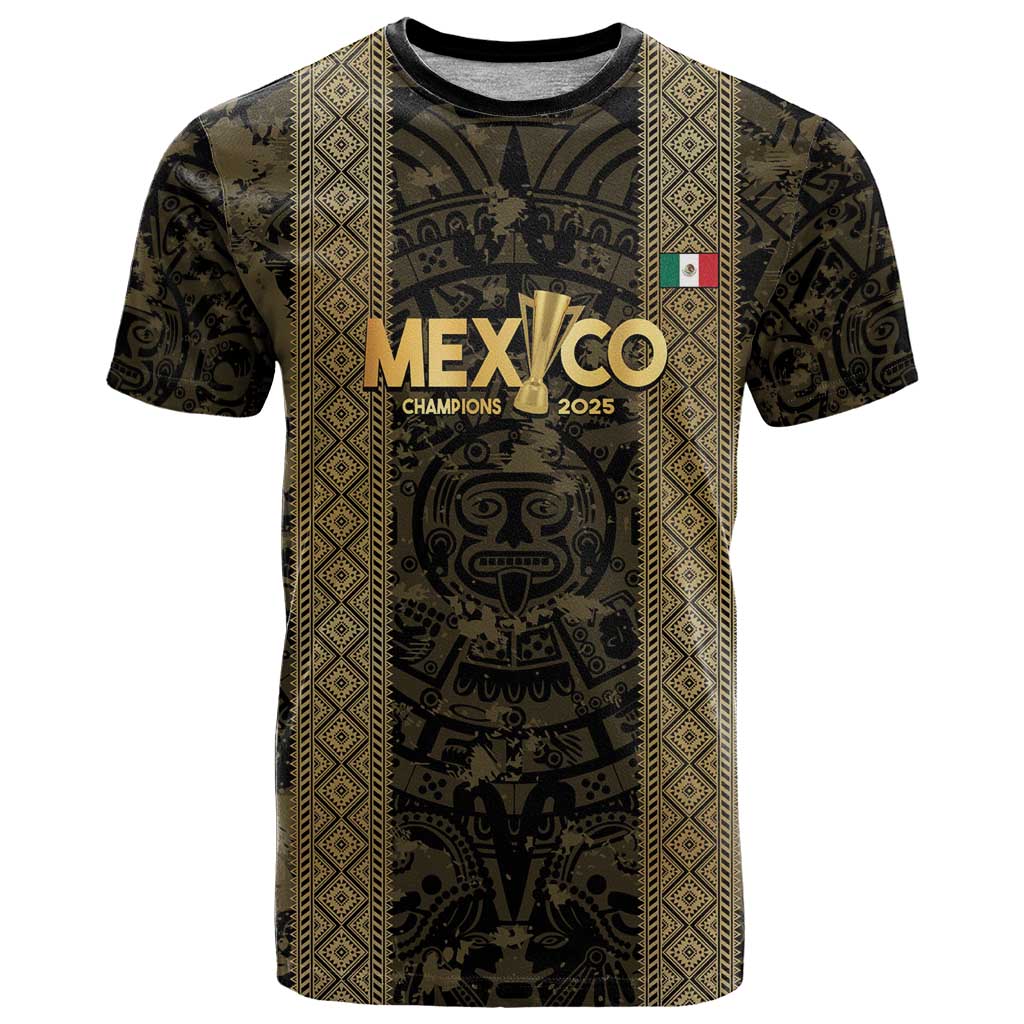 Custom Mexico Football T Shirt 2025 El Tri Champions Gold Color - Wonder Print Shop