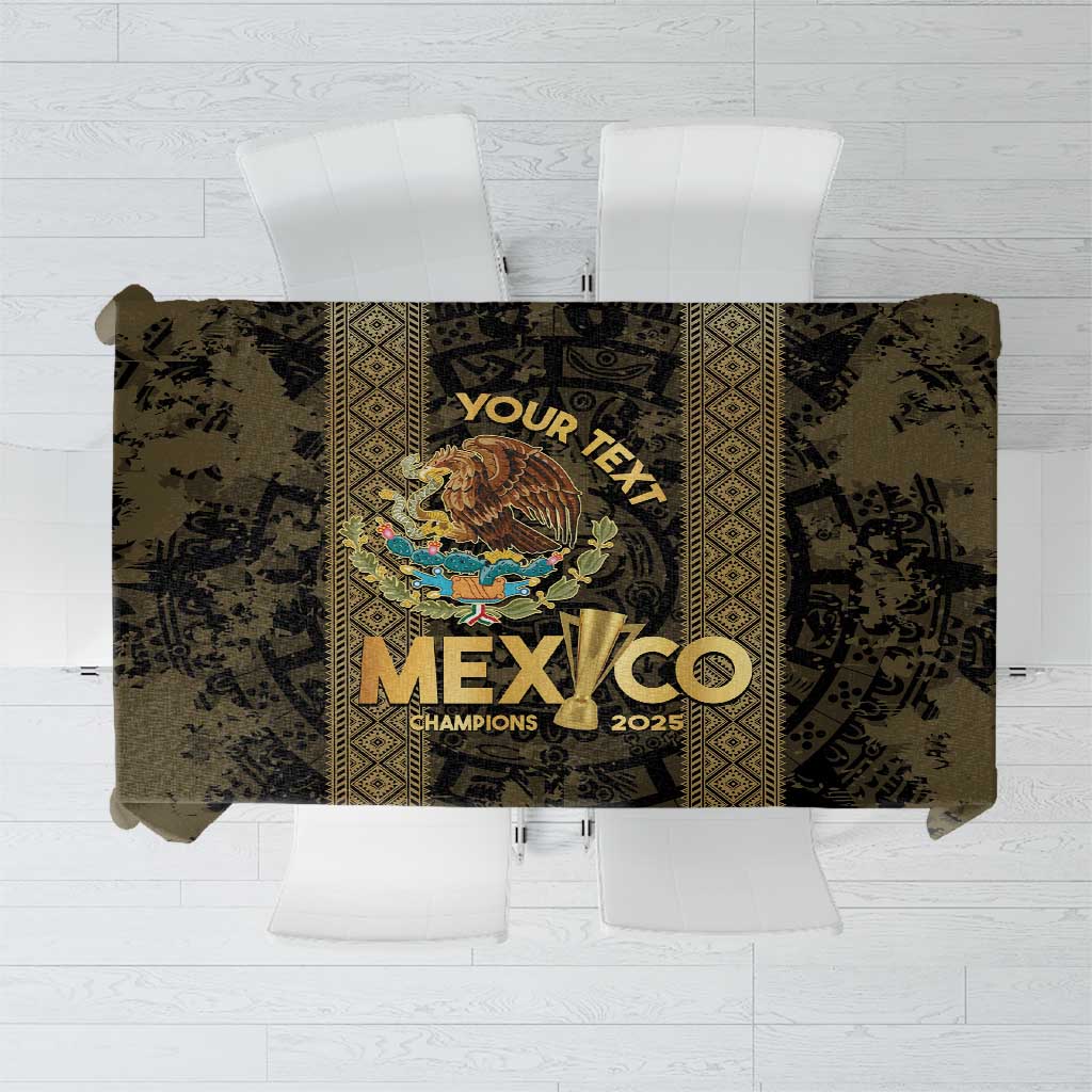 Custom Mexico Football Tablecloth 2025 El Tri Champions Gold Color - Wonder Print Shop