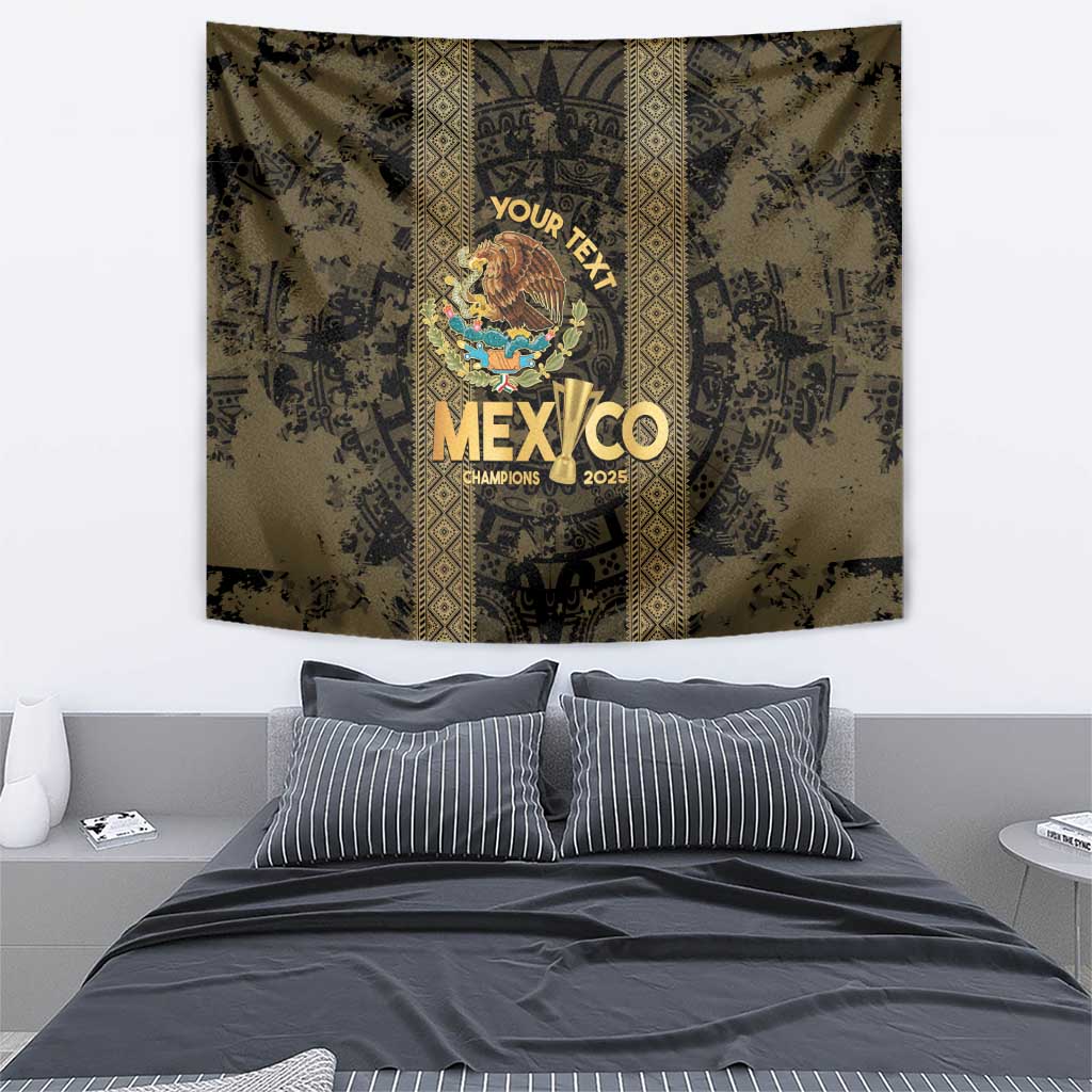 Custom Mexico Football Tapestry 2025 El Tri Champions Gold Color - Wonder Print Shop
