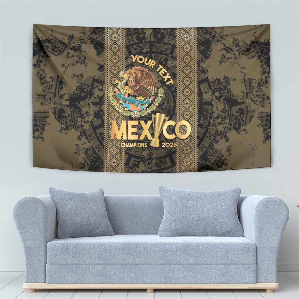 Custom Mexico Football Tapestry 2025 El Tri Champions Gold Color - Wonder Print Shop