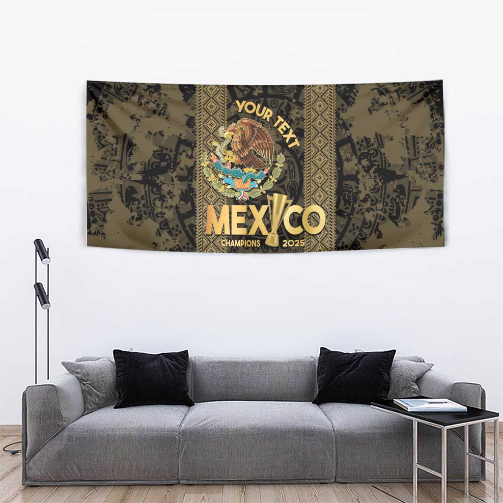 Custom Mexico Football Tapestry 2025 El Tri Champions Gold Color - Wonder Print Shop