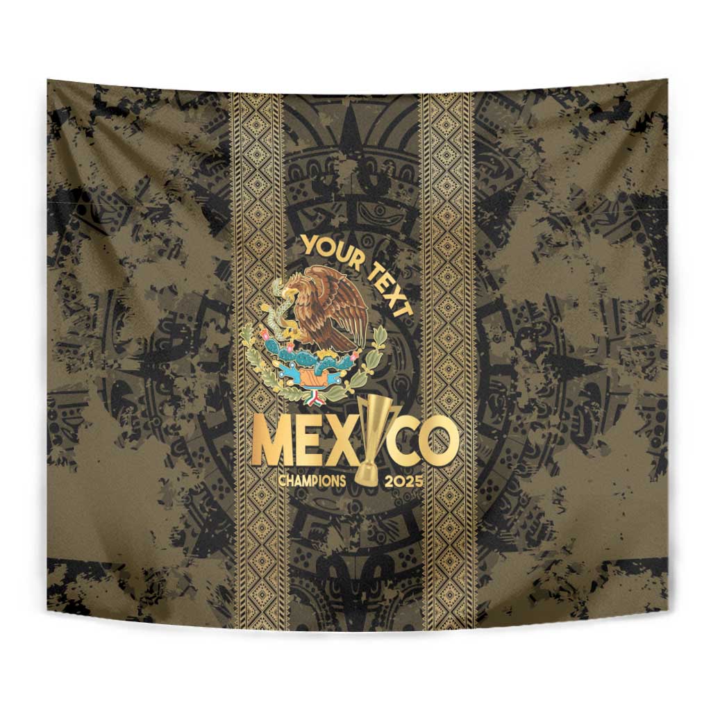 Custom Mexico Football Tapestry 2025 El Tri Champions Gold Color - Wonder Print Shop