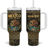 Custom Mexico Football Tumbler With Handle 2025 El Tri Champions Gold Color - Wonder Print Shop