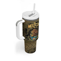 Custom Mexico Football Tumbler With Handle 2025 El Tri Champions Gold Color - Wonder Print Shop