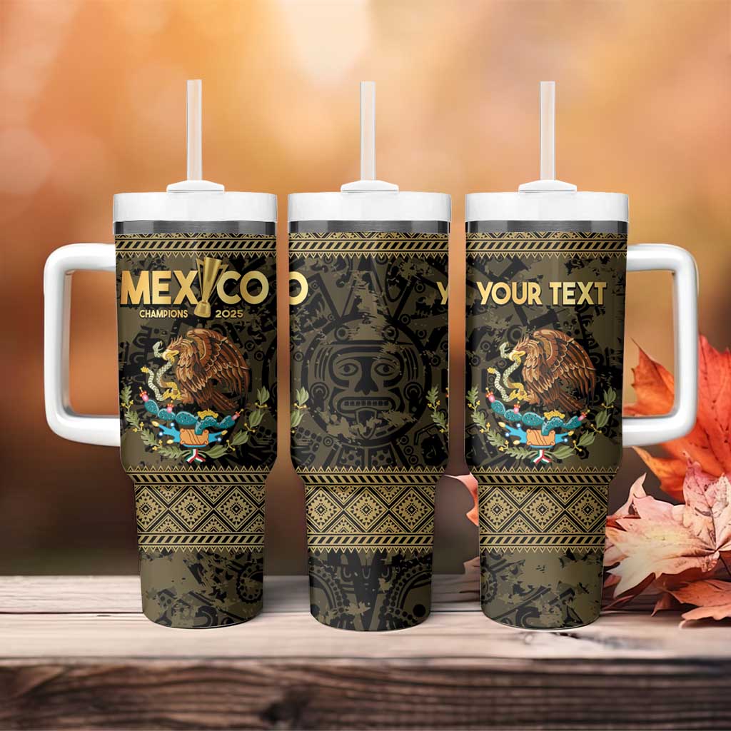 Custom Mexico Football Tumbler With Handle 2025 El Tri Champions Gold Color - Wonder Print Shop