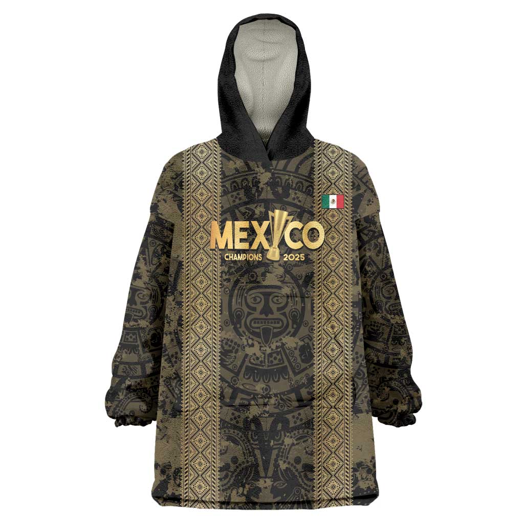 Custom Mexico Football Wearable Blanket Hoodie 2025 El Tri Champions Gold Color - Wonder Print Shop