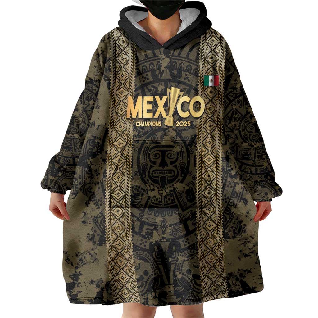 Custom Mexico Football Wearable Blanket Hoodie 2025 El Tri Champions Gold Color - Wonder Print Shop