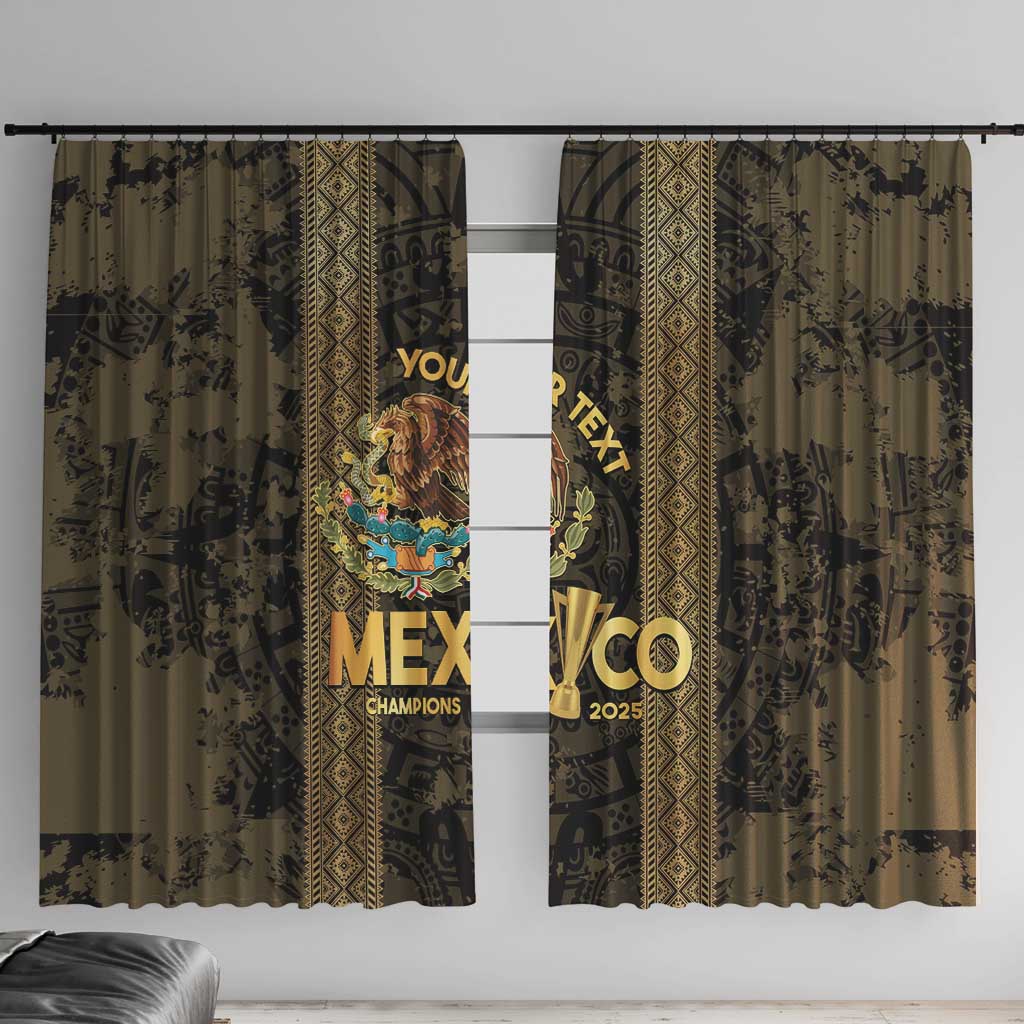 Custom Mexico Football Window Curtain 2025 El Tri Champions Gold Color - Wonder Print Shop