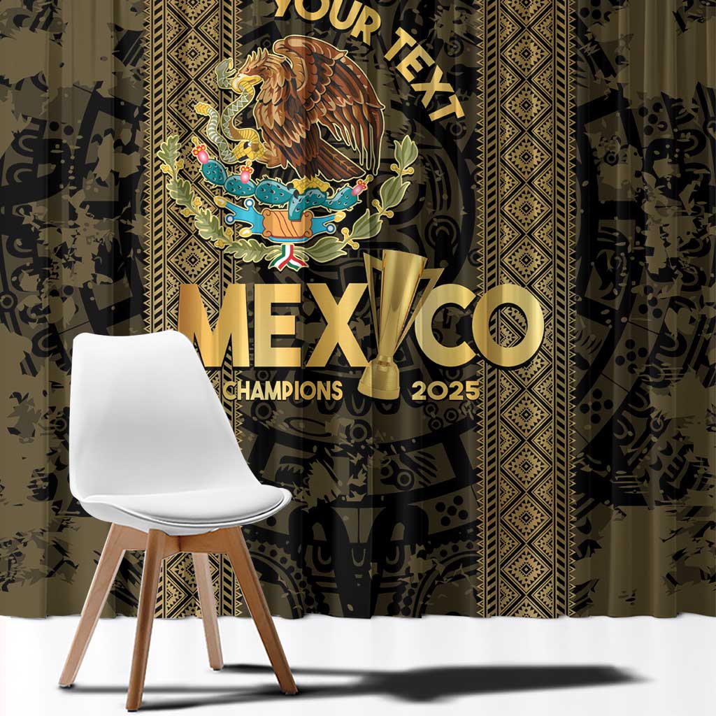 Custom Mexico Football Window Curtain 2025 El Tri Champions Gold Color - Wonder Print Shop