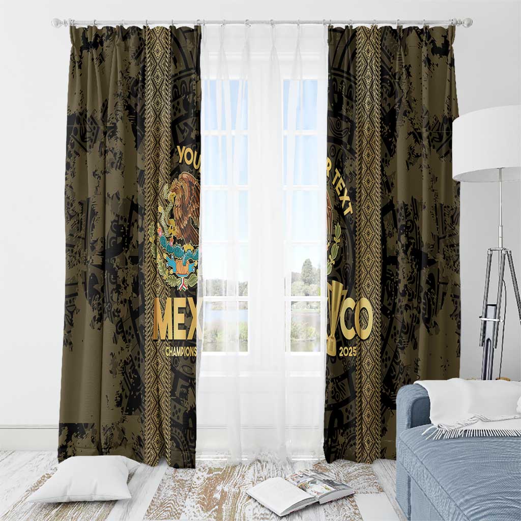 Custom Mexico Football Window Curtain 2025 El Tri Champions Gold Color - Wonder Print Shop