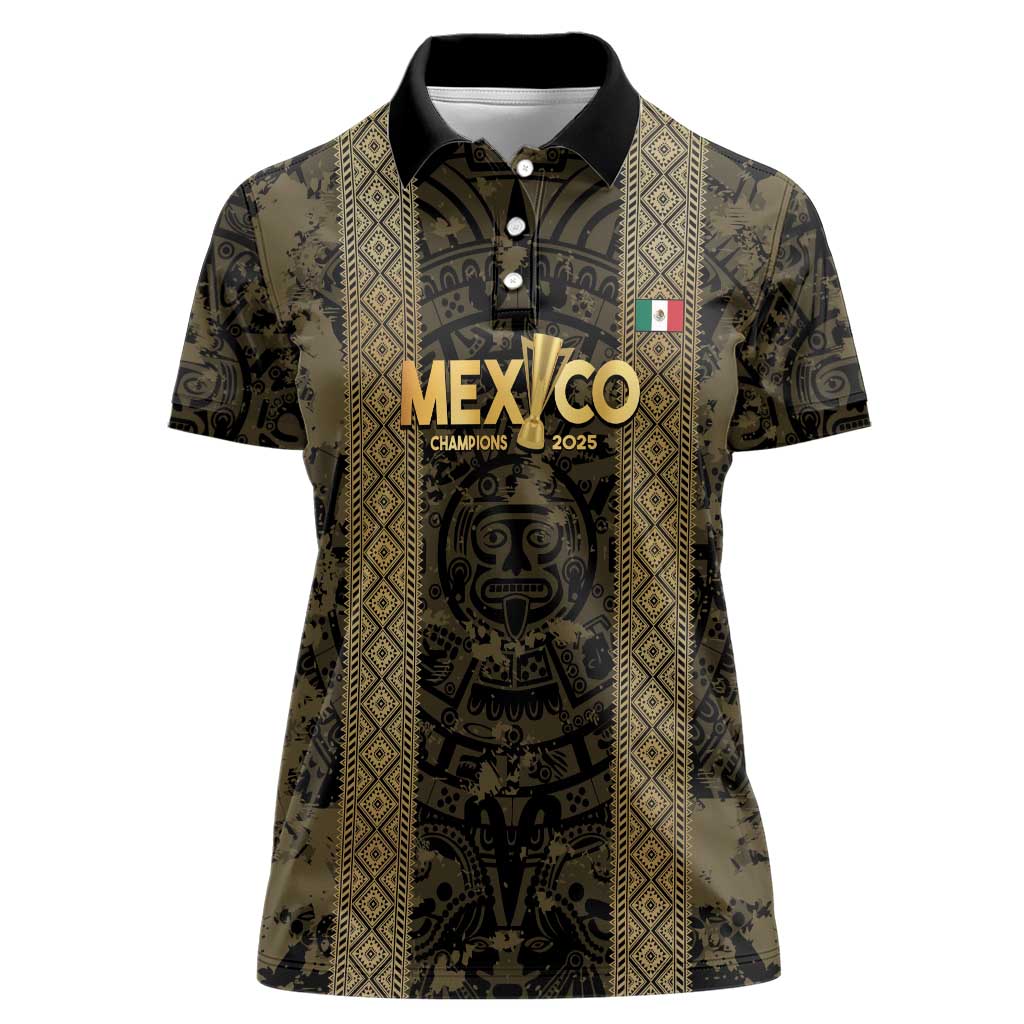 Custom Mexico Football Women Polo Shirt 2025 El Tri Champions Gold Color - Wonder Print Shop