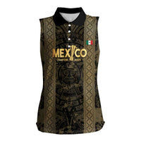 Custom Mexico Football Women Sleeveless Polo Shirt 2025 El Tri Champions Gold Color - Wonder Print Shop