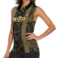 Custom Mexico Football Women Sleeveless Polo Shirt 2025 El Tri Champions Gold Color - Wonder Print Shop