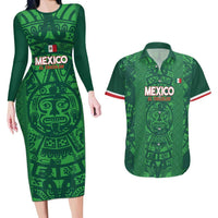 Custom Mexico Football Couples Matching Long Sleeve Bodycon Dress and Hawaiian Shirt 2025 El Tri Champions Green Color - Wonder Print Shop