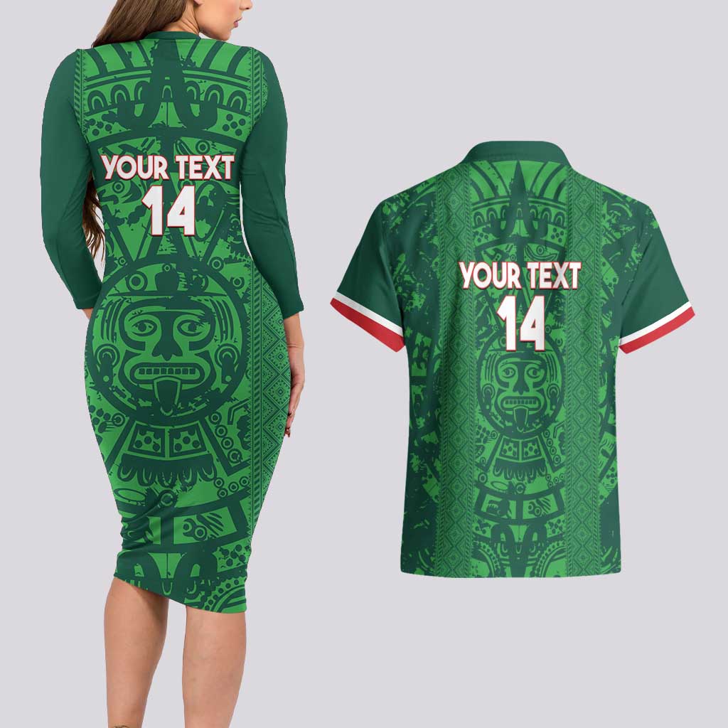 Custom Mexico Football Couples Matching Long Sleeve Bodycon Dress and Hawaiian Shirt 2025 El Tri Champions Green Color - Wonder Print Shop