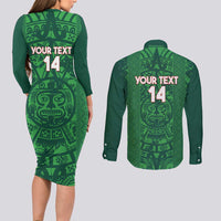 Custom Mexico Football Couples Matching Long Sleeve Bodycon Dress and Long Sleeve Button Shirt 2025 El Tri Champions Green Color - Wonder Print Shop