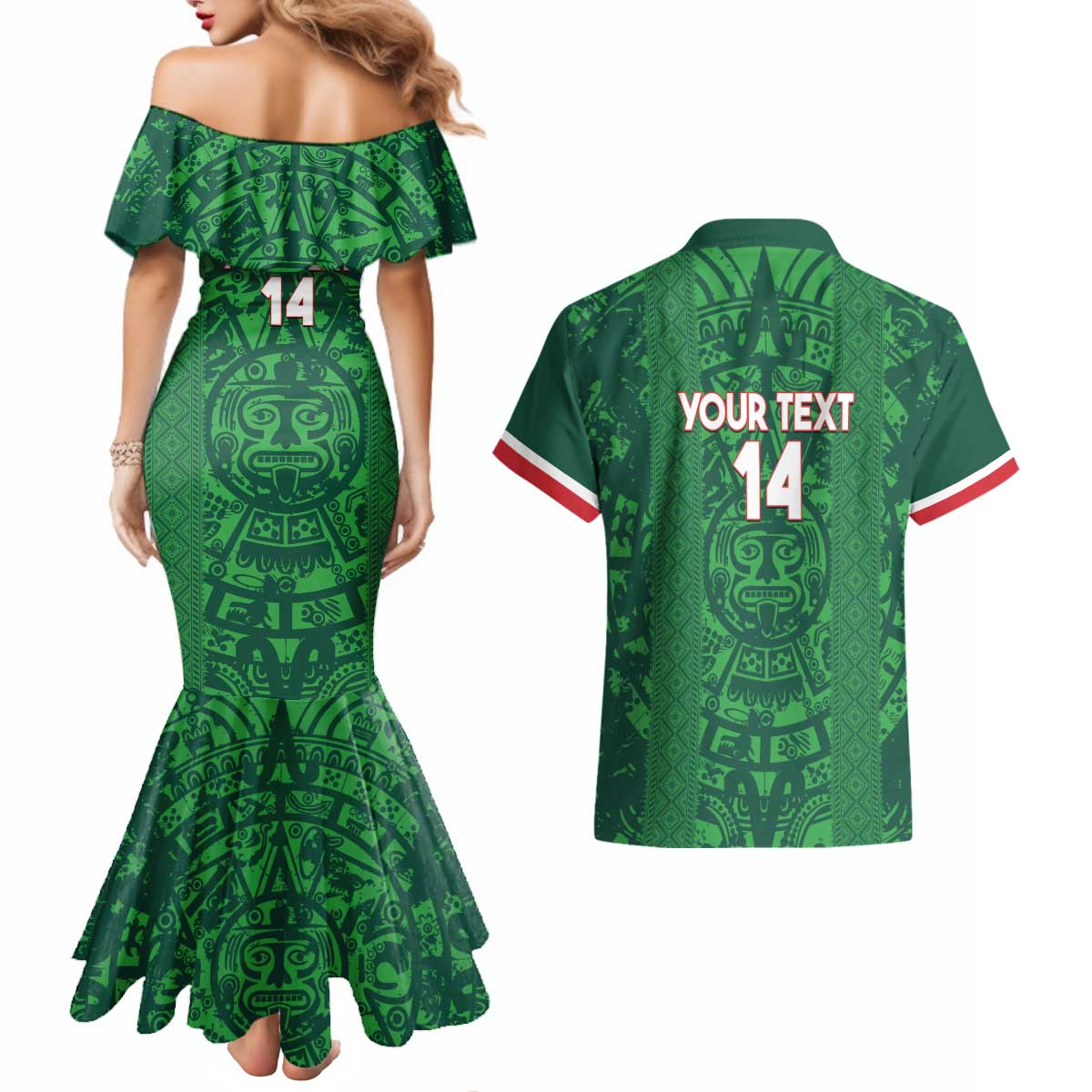 Custom Mexico Football Couples Matching Mermaid Dress and Hawaiian Shirt 2025 El Tri Champions Green Color - Wonder Print Shop
