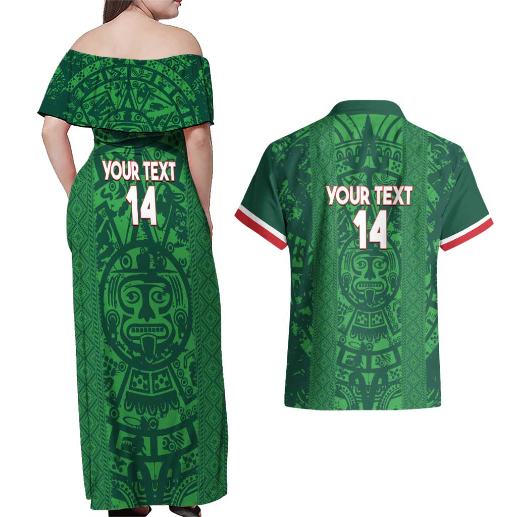 Custom Mexico Football Couples Matching Off Shoulder Maxi Dress and Hawaiian Shirt 2025 El Tri Champions Green Color - Wonder Print Shop