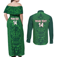 Custom Mexico Football Couples Matching Off Shoulder Maxi Dress and Long Sleeve Button Shirt 2025 El Tri Champions Green Color - Wonder Print Shop