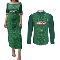 Custom Mexico Football Couples Matching Puletasi and Long Sleeve Button Shirt 2025 El Tri Champions Green Color - Wonder Print Shop