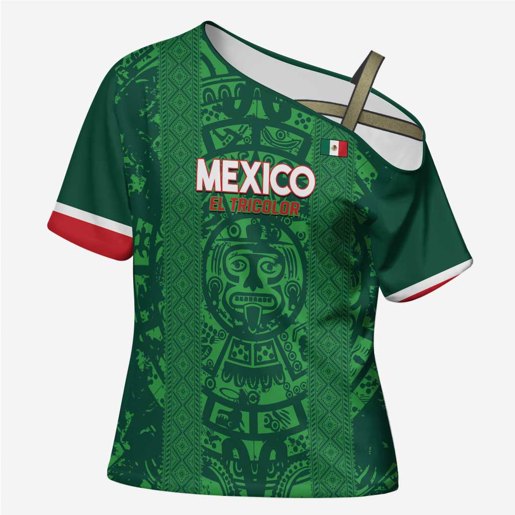 Custom Mexico Football Cross Shoulder Shirt 2025 El Tri Champions Green Color - Wonder Print Shop