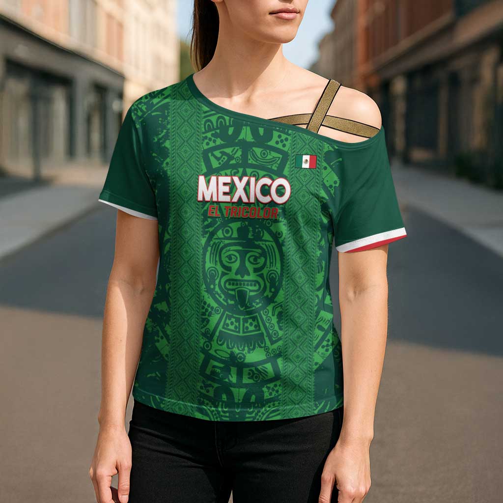 Custom Mexico Football Cross Shoulder Shirt 2025 El Tri Champions Green Color - Wonder Print Shop