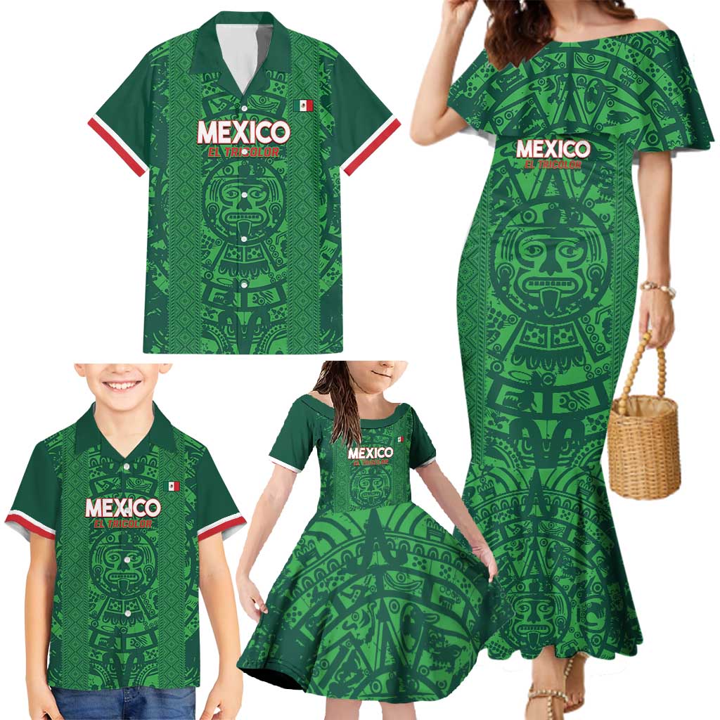 Custom Mexico Football Family Matching Mermaid Dress and Hawaiian Shirt 2025 El Tri Champions Green Color - Wonder Print Shop