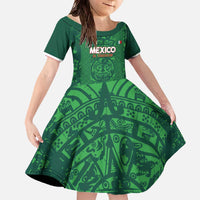Custom Mexico Football Family Matching Off The Shoulder Long Sleeve Dress and Hawaiian Shirt 2025 El Tri Champions Green Color - Wonder Print Shop