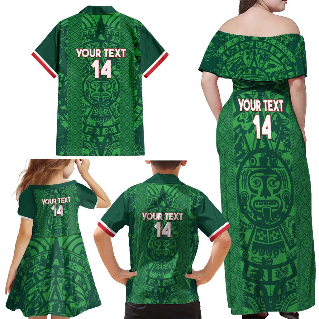 Custom Mexico Football Family Matching Off Shoulder Maxi Dress and Hawaiian Shirt 2025 El Tri Champions Green Color - Wonder Print Shop