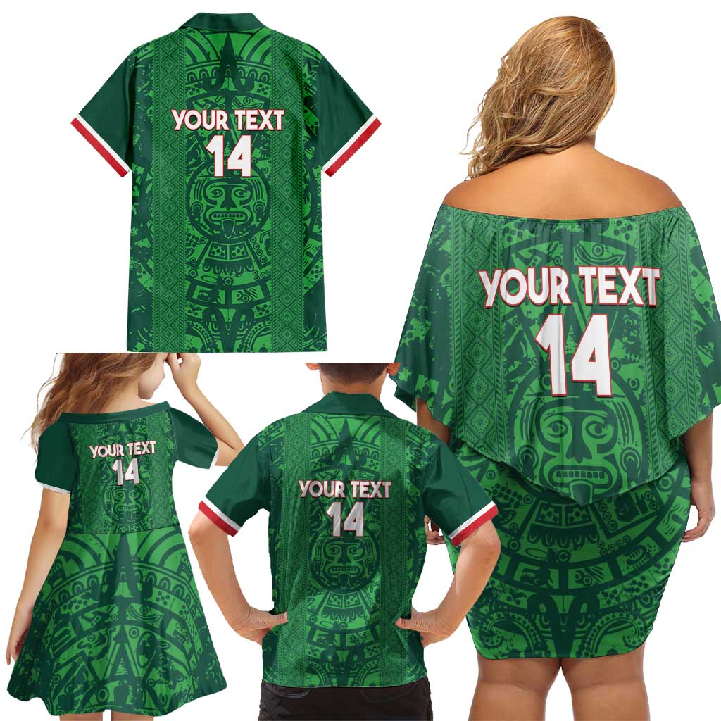 Custom Mexico Football Family Matching Off Shoulder Short Dress and Hawaiian Shirt 2025 El Tri Champions Green Color - Wonder Print Shop