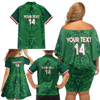 Custom Mexico Football Family Matching Off Shoulder Short Dress and Hawaiian Shirt 2025 El Tri Champions Green Color - Wonder Print Shop