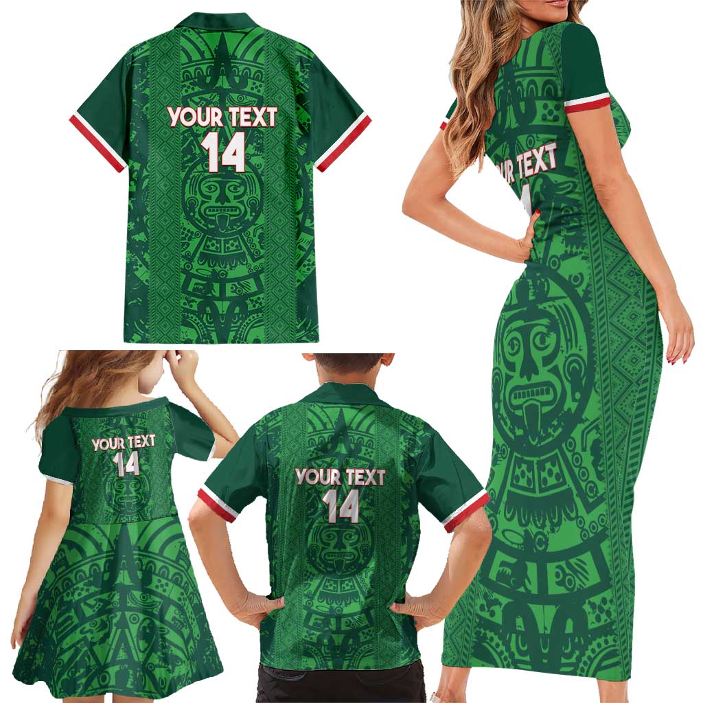 Custom Mexico Football Family Matching Short Sleeve Bodycon Dress and Hawaiian Shirt 2025 El Tri Champions Green Color - Wonder Print Shop