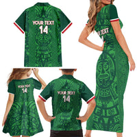 Custom Mexico Football Family Matching Short Sleeve Bodycon Dress and Hawaiian Shirt 2025 El Tri Champions Green Color - Wonder Print Shop