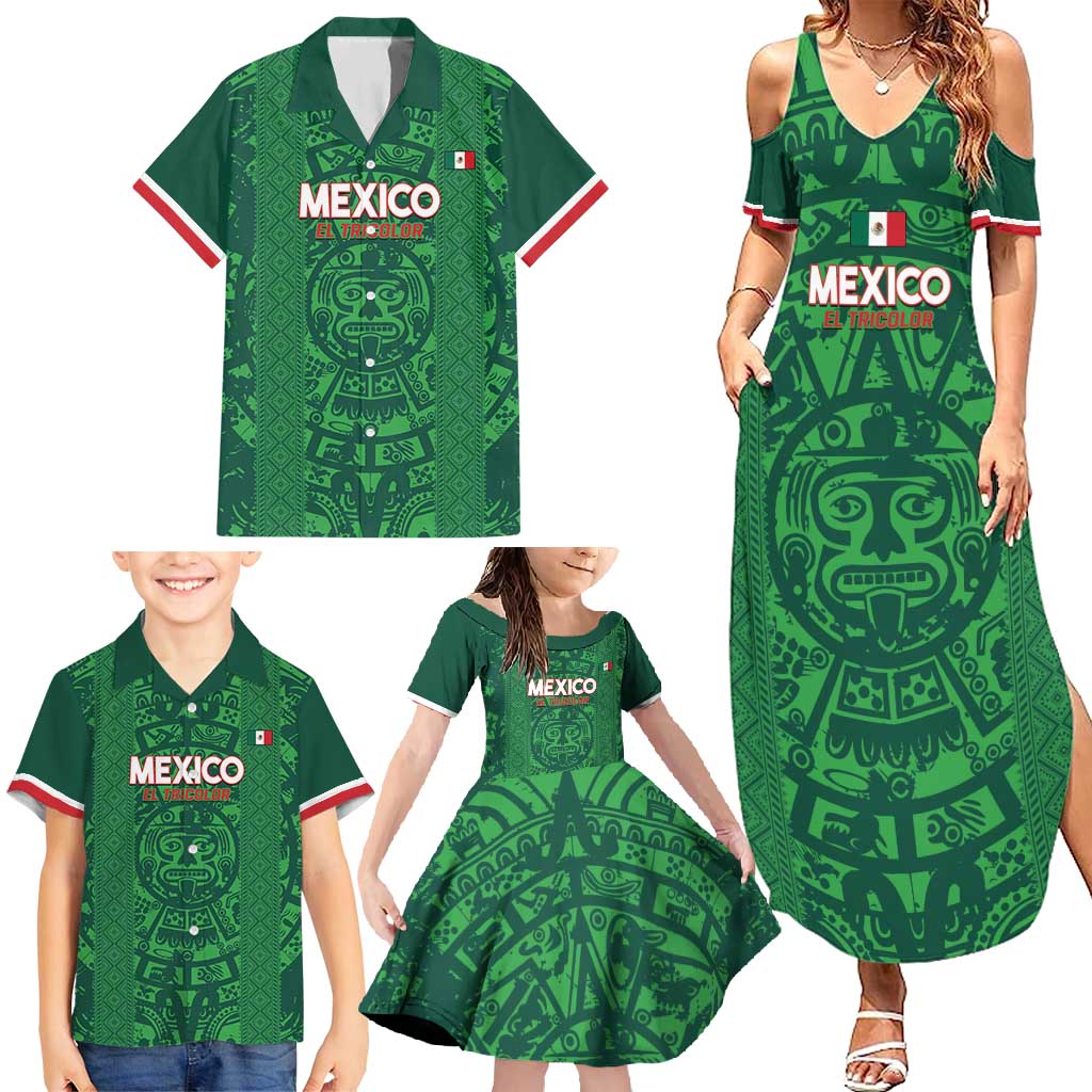 Custom Mexico Football Family Matching Summer Maxi Dress and Hawaiian Shirt 2025 El Tri Champions Green Color - Wonder Print Shop