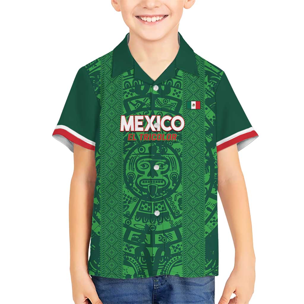 Custom Mexico Football Kid Hawaiian Shirt 2025 El Tri Champions Green Color - Wonder Print Shop