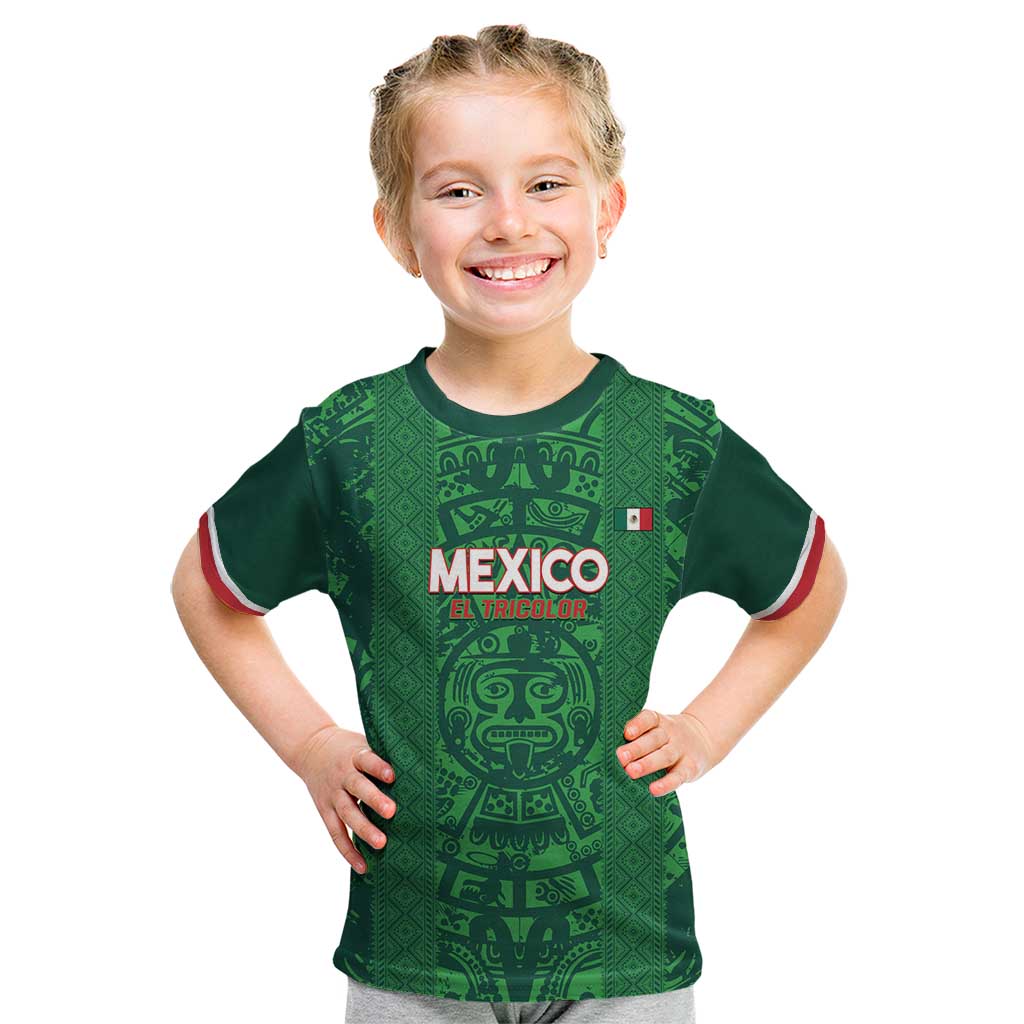 Custom Mexico Football Kid T Shirt 2025 El Tri Champions Green Color - Wonder Print Shop