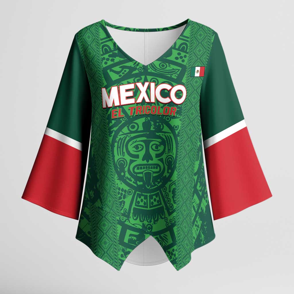 Custom Mexico Football Kimono Sleeve Blouse 2025 El Tri Champions Green Color - Wonder Print Shop