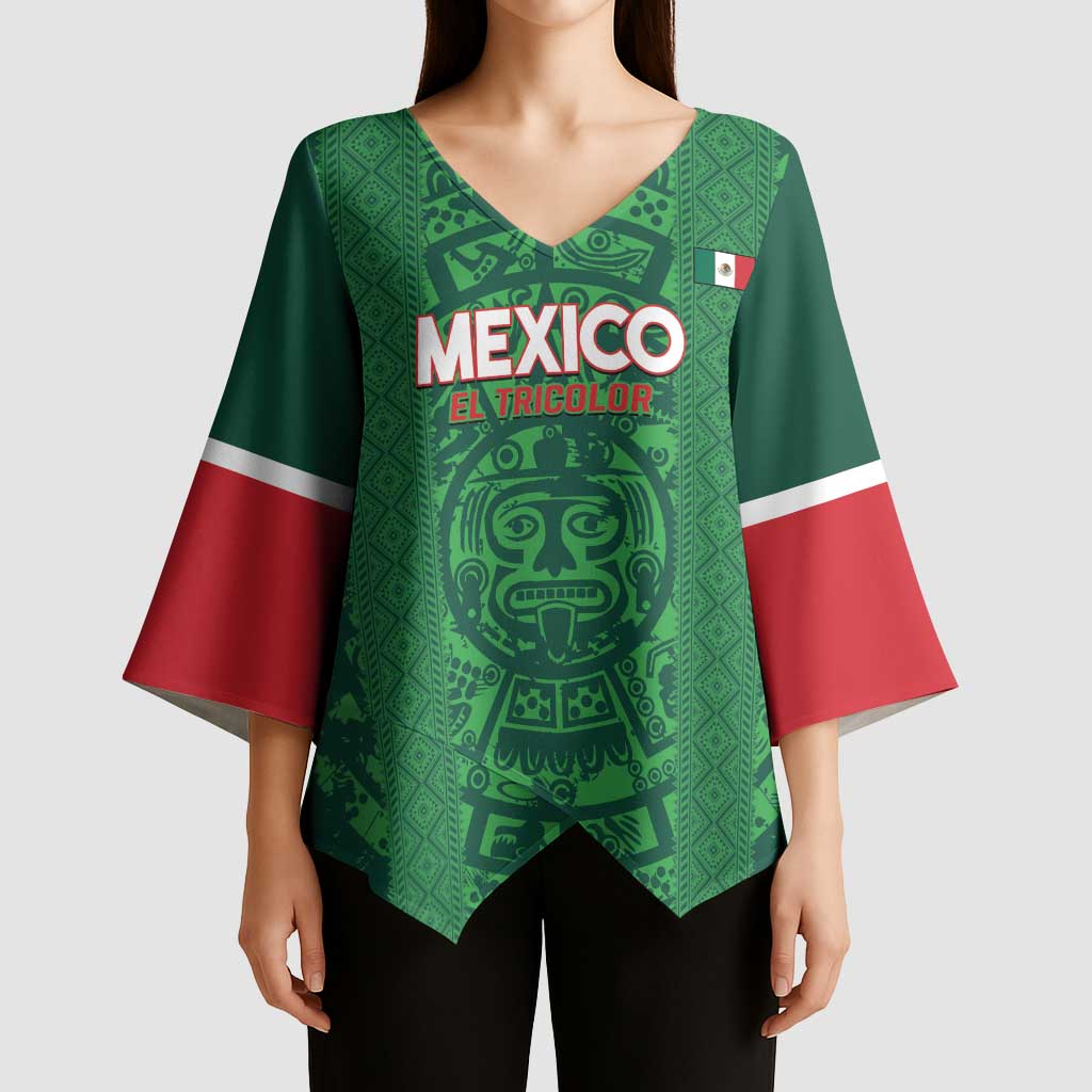 Custom Mexico Football Kimono Sleeve Blouse 2025 El Tri Champions Green Color - Wonder Print Shop