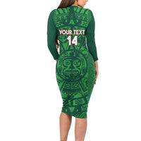 Custom Mexico Football Long Sleeve Bodycon Dress 2025 El Tri Champions Green Color - Wonder Print Shop