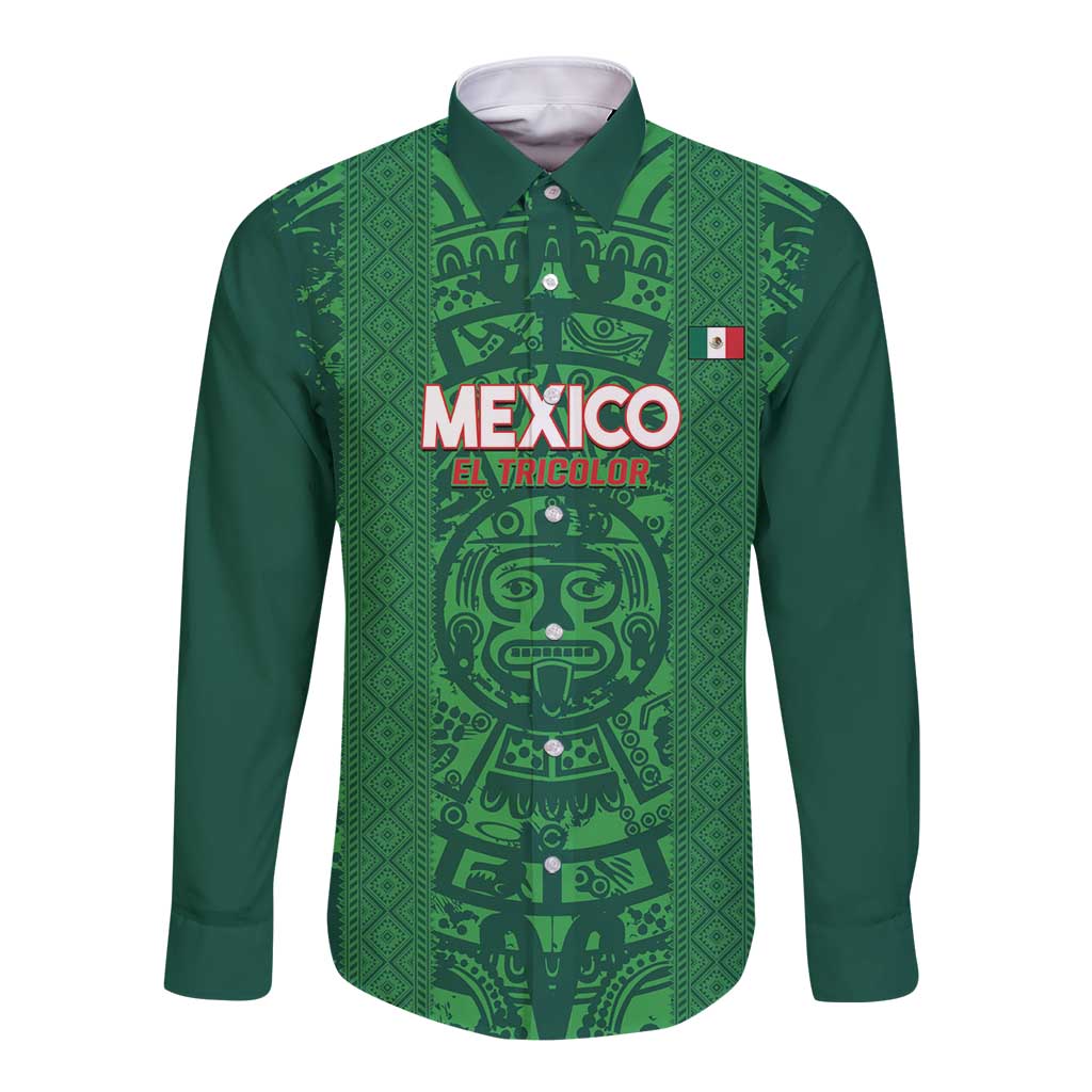 Custom Mexico Football Long Sleeve Button Shirt 2025 El Tri Champions Green Color - Wonder Print Shop